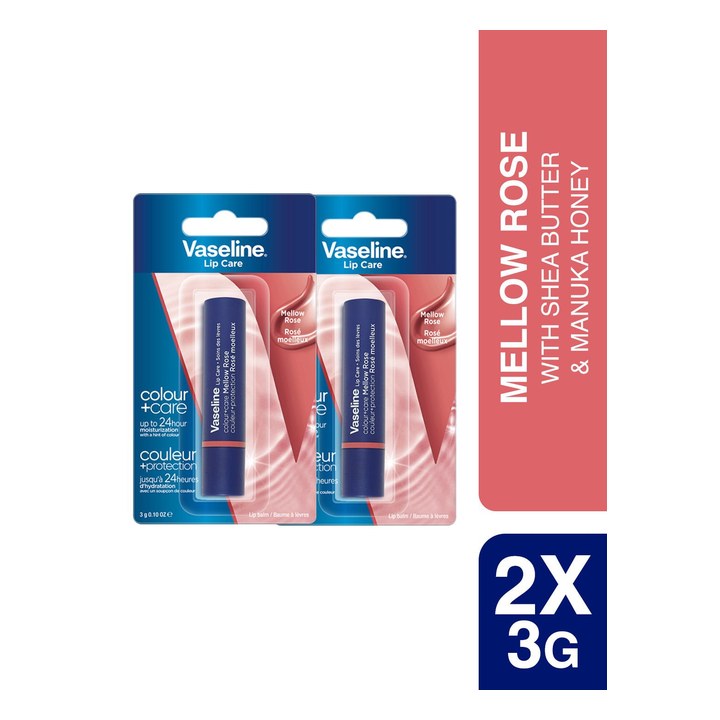 Vaseline Set of 2 Colour+Care Tinted Lip Balm with Manuka Honey - Mellow Rose
