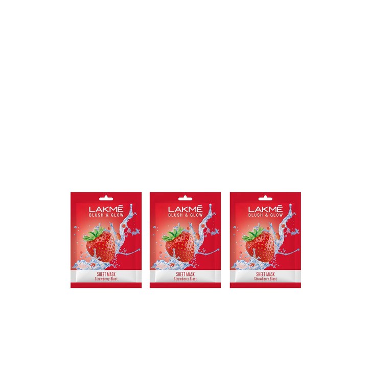 Lakme Set of 3 Blush & Glow Strawberry Sheet Mask 25 ml each
