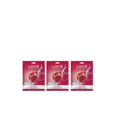 Lakme Set of 3 Blush & Glow Pomegranate Punch Sheet Mask - 25 ml each
