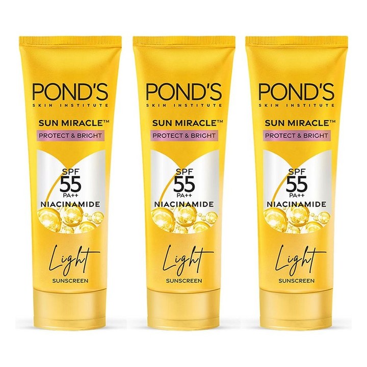 Ponds Set of 3 Sun Miracle SPF 50 PA+++ Creme Gel Sunscreen with Niacinamide - 50g each
