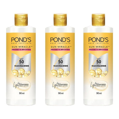 Ponds 3Pcs Sun Miracle Protect & Brighten SPF 50 Light Body Lotion - 90ml each
