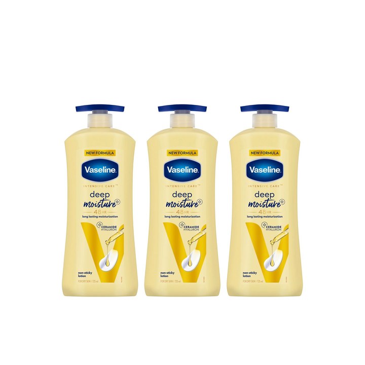 Vaseline Set of 3 Deep Moisture Body Lotion with Ceramide Hyaluron - 725 ml Each