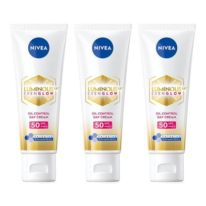 Nivea Set of 3 Luminous Even Glow Oil SPF 50 Day Cream with Thiamidol - 10ml Each