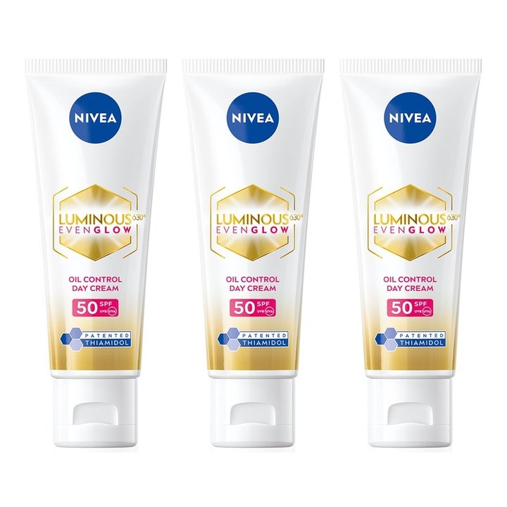 Nivea Set of 3 Luminous Even Glow Oil SPF 50 Day Cream with Thiamidol - 10ml Each