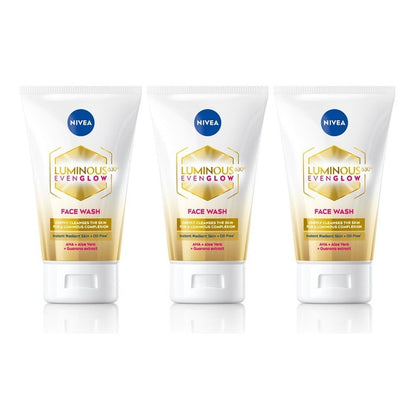 Nivea Set of 3 Luminous Even Glow Oil Free Face Wash with AHA & Aloe Vera - 100 ml Each