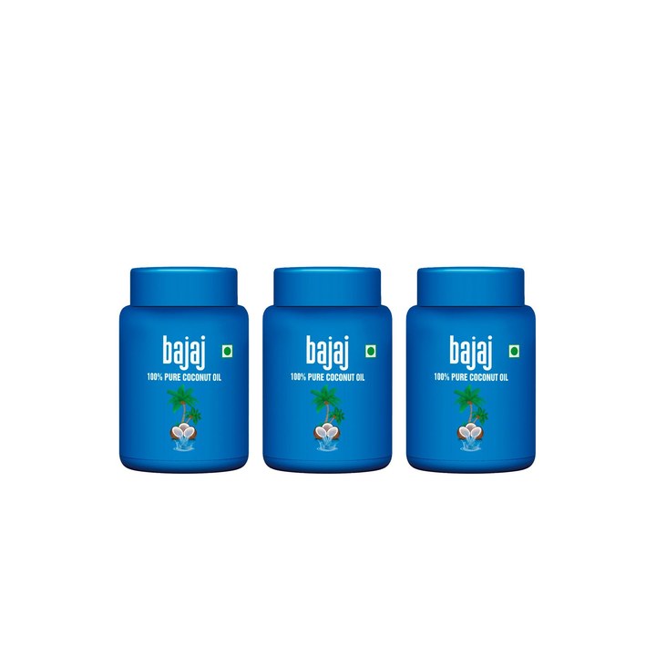 BAJAJ CONSUMER CARE Set of 3 100% Pure Coconut Oil Wide Mouth Jar - 600ml Each