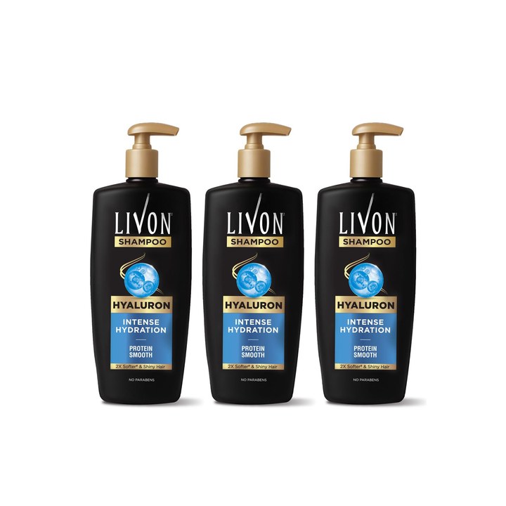 Livon Set of 3 Hyaluron Shampoo Hydrates Dry & Dull Hair - 650ml Each