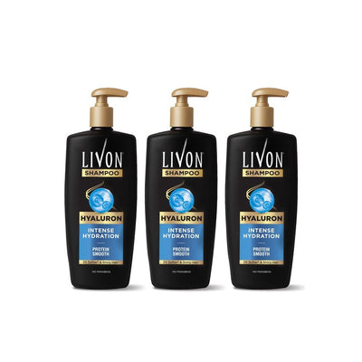 Livon Set of 3 Hyaluron Shampoo Hydrates Dry & Dull Hair - 650ml Each