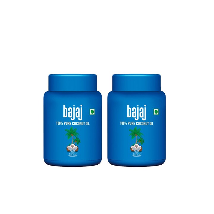 BAJAJ CONSUMER CARE Set Of 2 100% Pure Coconut Oil Wide Mouth Jar - 600ml Each