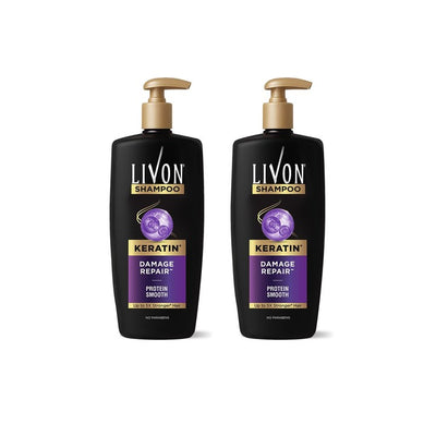 Livon Set of 2 Damage Repair Shampoo with Keratin & Protein Smooth Technology - 650ml each