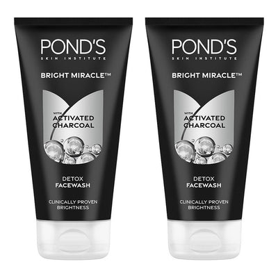 Ponds Set of 2 Bright Miracle Detox Facewash with 10X Power of Charcoal - 150g Each