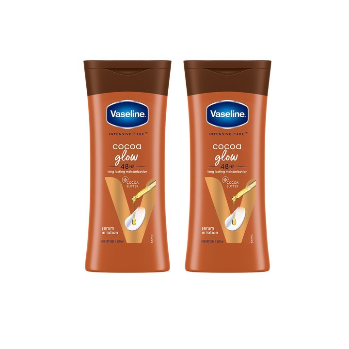 Vaseline Set of 2 Cocoa Glow Serum In Lotion with 100% Pure Cocoa - 200 ml Each