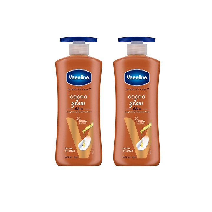 Vaseline Set of 2 Cocoa Glow Serum In Lotion with 100% Pure Cocoa - 400 ml Each