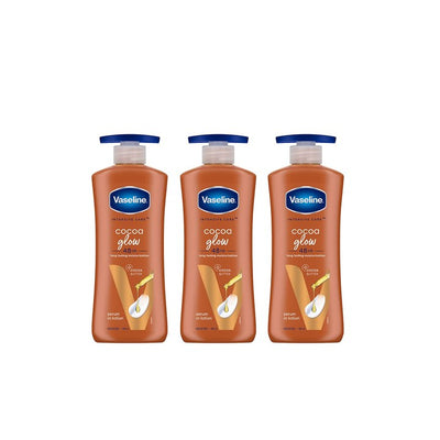 Vaseline Set of 3 Cocoa Glow Serum In Lotion with Pure Cocoa & Shea Butter - 400 ml Each