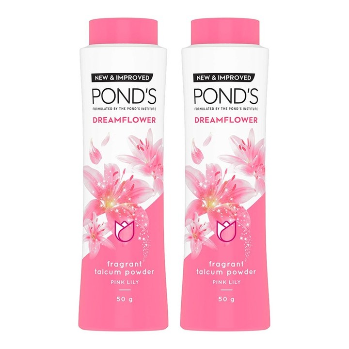 Ponds Set Of 2 Dreamflower Fragrant Talcum Powder with Pink Lily & Vitamin B3 - 50g Each