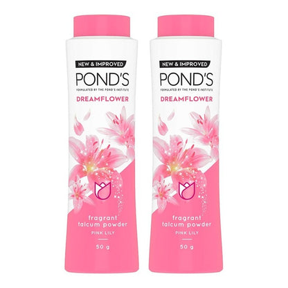 Ponds Set Of 2 Dreamflower Fragrant Talcum Powder with Pink Lily & Vitamin B3 - 50g Each