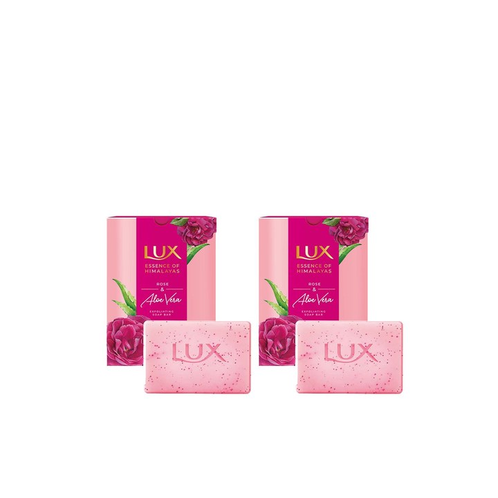 LUX Set Of 2 Essence of Himalayas Rose & Aloe Vera Exfoliating Soap Bar - 5 Pieces Each