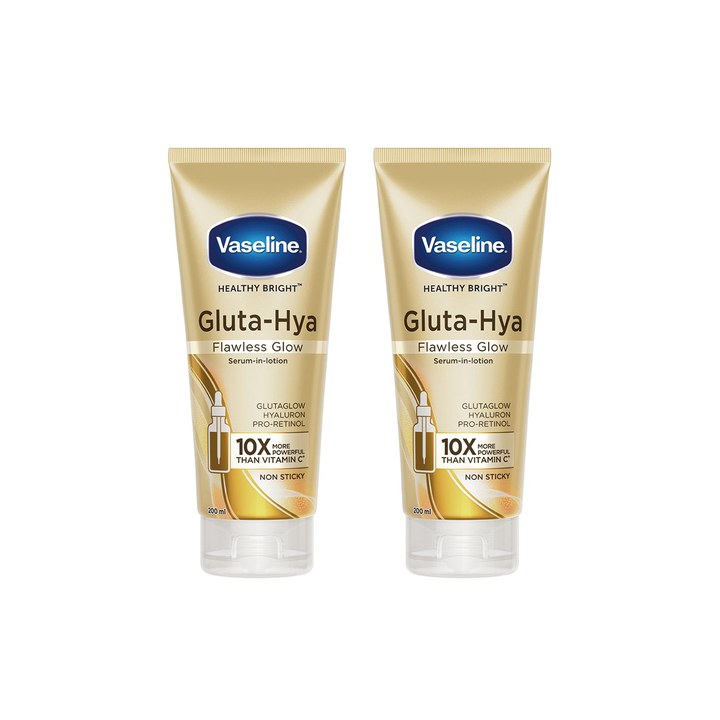 Vaseline Set of 2 Non-Sticky Gluta-Hya Flawless Glow Serum-in-Lotion - 200 ml