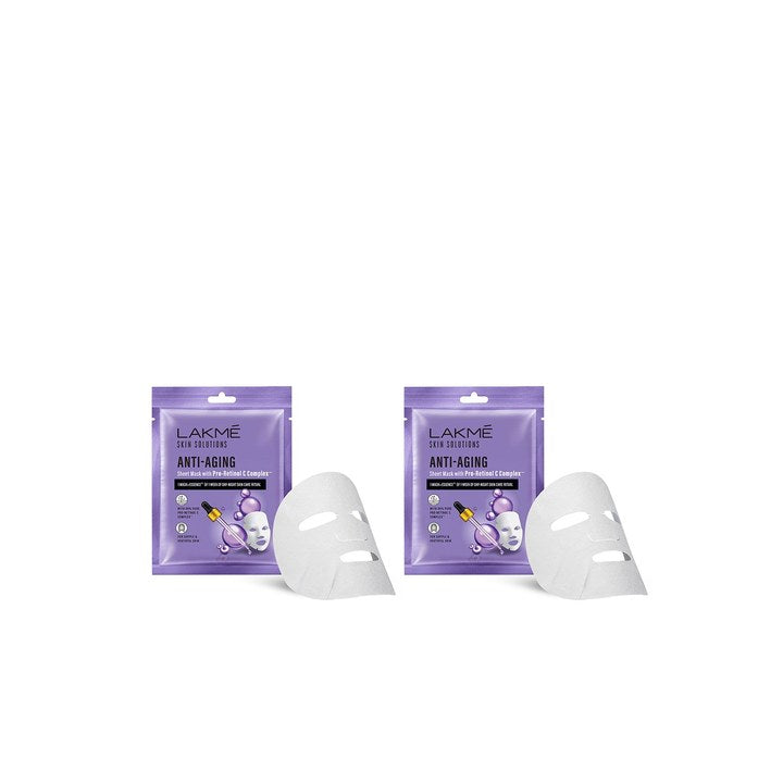 Lakme Set of 2 Skin Solutions Anti Aging Sheet Mask with Pro Retinol C Complex - 25 ml