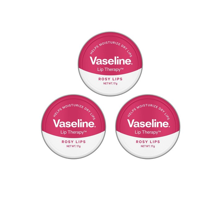 Vaseline Set of 3 Lip Therapy Tins For Moisturised & Soft Lips 17g each - Rosy Lips