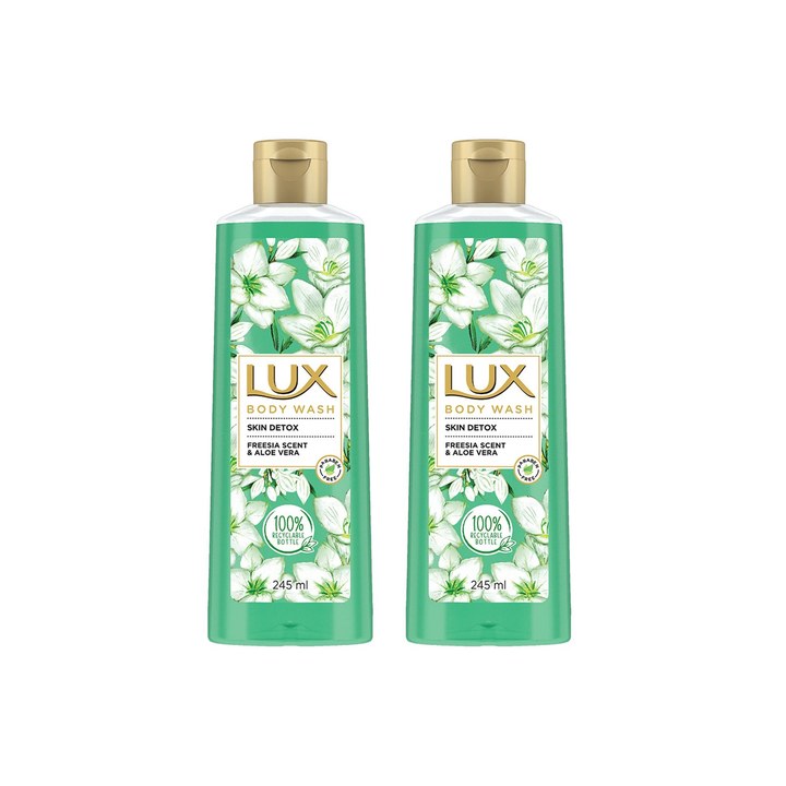 LUX Set Of 2 Skin Detox Bodywash With Aloe Vera & Freesia Scent - 245ml Each