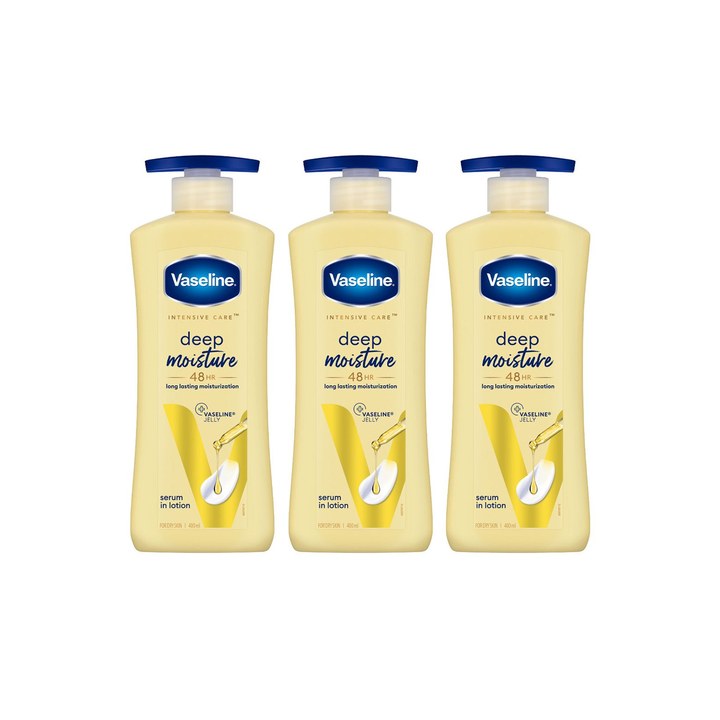 Vaseline Set of 3 Deep Moisture Body Lotion for Cushion Soft Skin - 400ml each