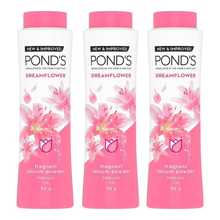 Ponds Set of 3 Dreamflower Fragrant Talcum Powder with Pink Lily & Vitamin B3 - 50 g each