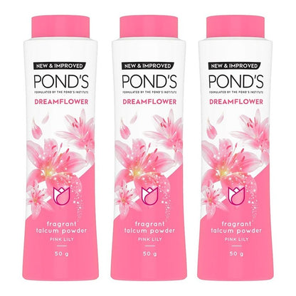 Ponds Set of 3 Dreamflower Fragrant Talcum Powder with Pink Lily & Vitamin B3 - 50 g each