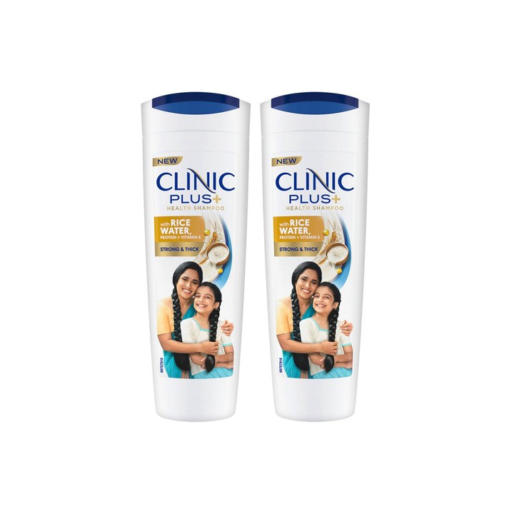 Clinic Plus Set Of 2 Strong & Thick Shampoo With Rice Water & Vitamin E - 175ml Each