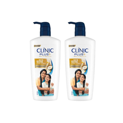 Clinic Plus Set Of 2 Strong & Thick Shampoo With Rice Water & Vitamin E - 650ml Each