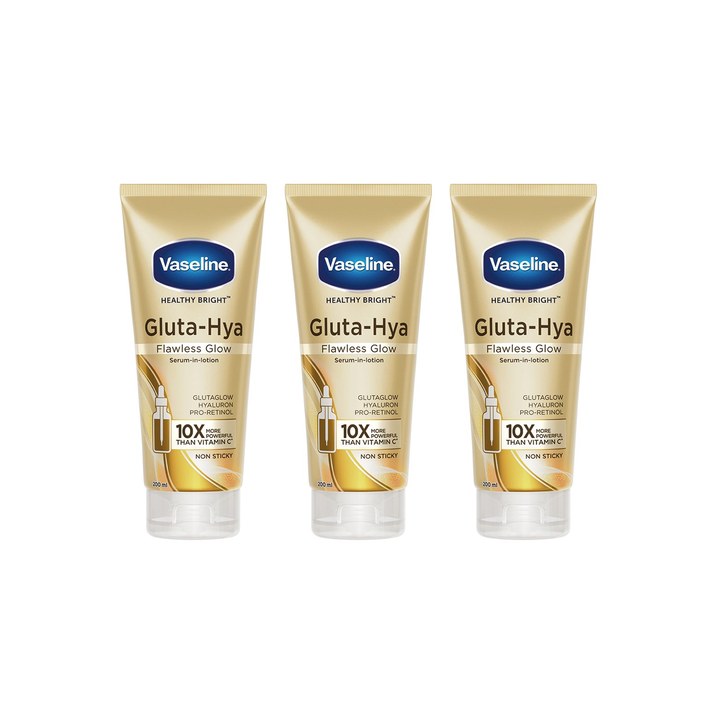Vaseline Set of 3 Non-Sticky Gluta Hya Flawless Glow Serum-in-Lotion - 200 ml each