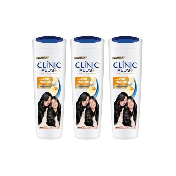 Clinic Plus Set of 3 Strength & Shine Shampoo with Egg Protein for Hair Shine - 355ml each