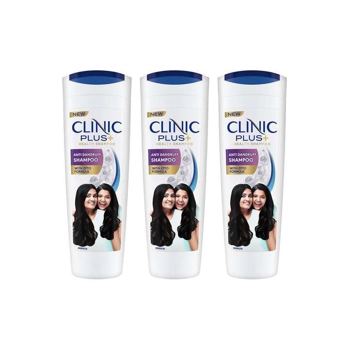 Clinic Plus Set of 3 Strong Scalp Anti-Dandruff Shampoo with ZPTO Formula - 175 ml each