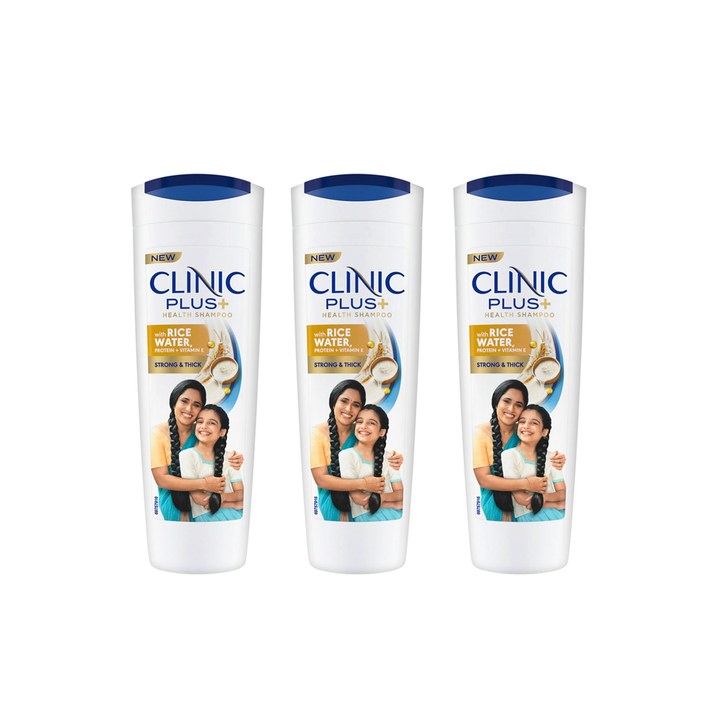 Clinic Plus Set of 3 Strong & Thick Shampoo with Rice Water Protein & Vit-E - 175 ml each
