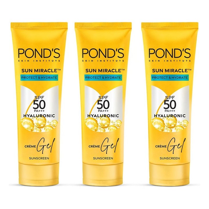 Ponds Set Of 3 Sun Miracle Protect & Hydrate SPF 50 Creme Gel Sunscreen - 50g Each
