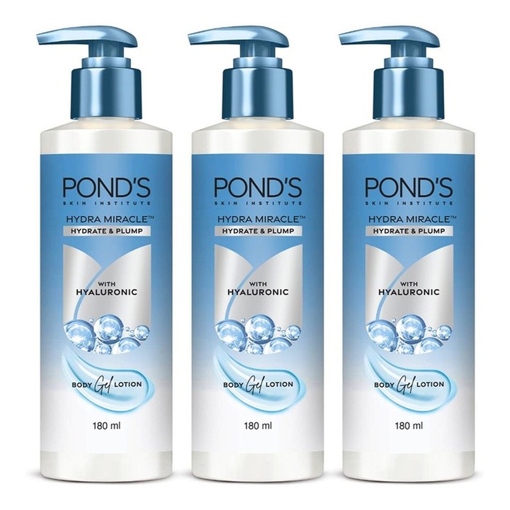 Ponds Set Of 3 Hydra Miracle Hydrate & Plump Body Gel Lotion - 180ml Each