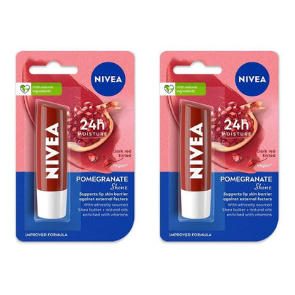Nivea Set Of 2 Caring Lip Balm 4.8g Each - Pomegranate
