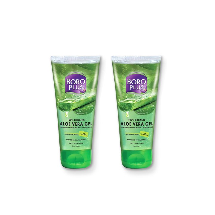 BOROPLUS Set of 2 Aloe Vera Organic Gel with Vitamin E & Antiseptic Herbs 150 ml each