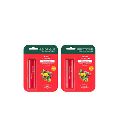 Biotique Set Of 2 Fruit Brightening Lip Balm - 4g Each