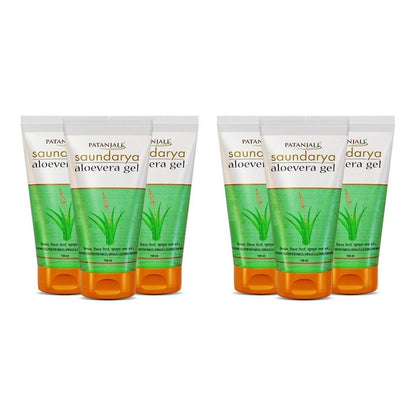 Patanjali Set of 6 Soundarya Aloe Vera Gel for Pimples & Wrinkles - 150 ml Each