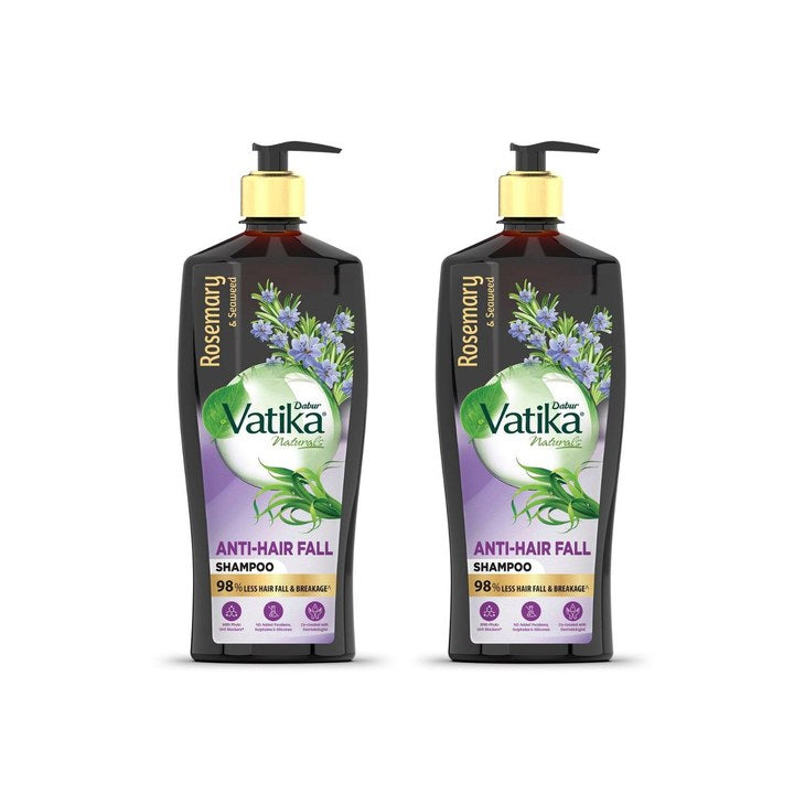 Dabur Set of 2 Vatika Naturals Rosemary & Seaweed Anti-Hair Fall Shampoo - 640ml each