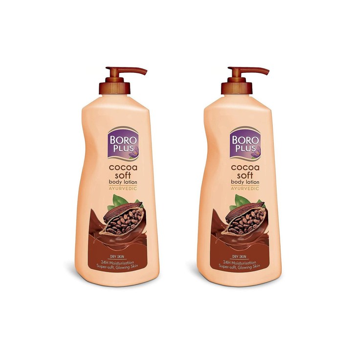 BOROPLUS Set of 2 Cocoa Soft Ayurvedic 24h Moisturization Body Lotions - 400ml each
