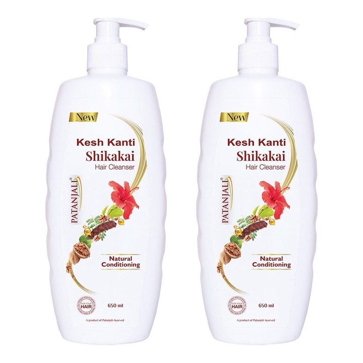 Patanjali Set Of 2 Kesh Kanti Shikakai Hair Cleanser For Natural Conditioning - 650ml Each