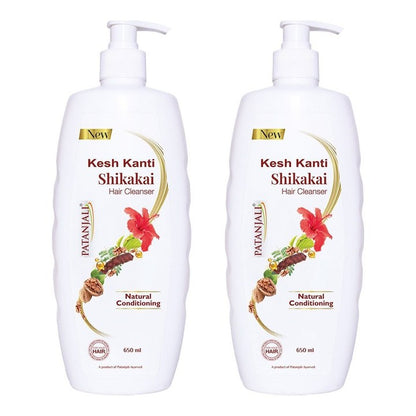 Patanjali Set Of 2 Kesh Kanti Shikakai Hair Cleanser For Natural Conditioning - 650ml Each