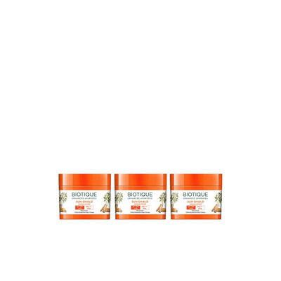 Biotique Set of 3 Sun Shield Sandalwood 50+SPF Ultra Protective Sunscreen Cream - 50g each