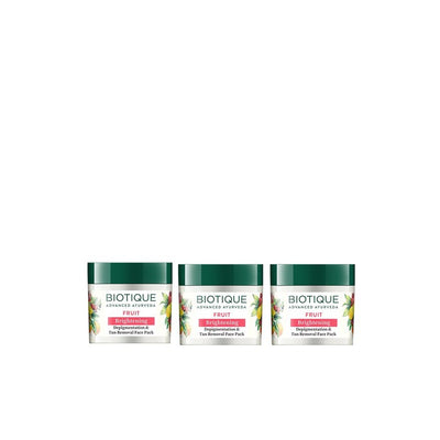 Biotique Set of 3 Fruit Brightening Depigmentation & Tan Removal Face Pack - 75 g each