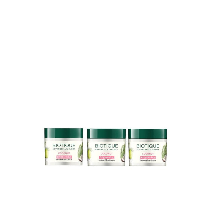 Biotique Set of 3 Coconut Brightening Instant Glow Cream - 50 g each