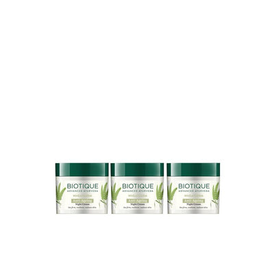 Biotique Set of 3 Wheatgerm Anti-Ageing Night Cream for Dull & Dry Skin - 50 g each