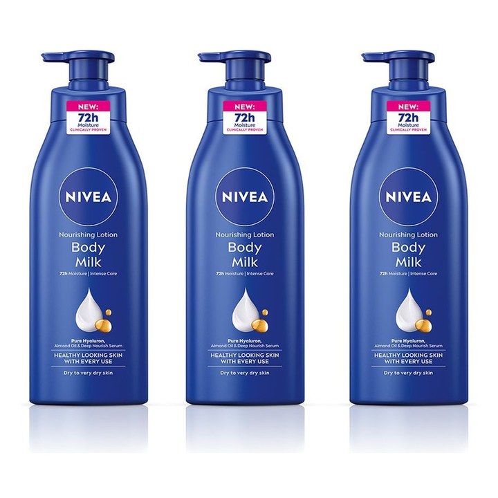 Nivea Set of 3 Nourishing Body Milk for Very Dry Skin with Almond Oil & Vit-E - 400ml each