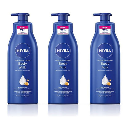Nivea Set of 3 Nourishing Body Milk for Very Dry Skin with Almond Oil & Vit-E - 400ml each